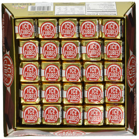 Albert's Chocolate Ice Cubes in a glass, enhances drinks without diluting flavors.