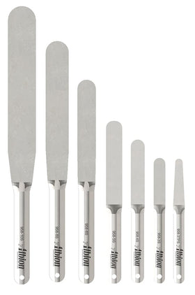 Albion 958-G01 spatula with curved handle designed for precision work.
