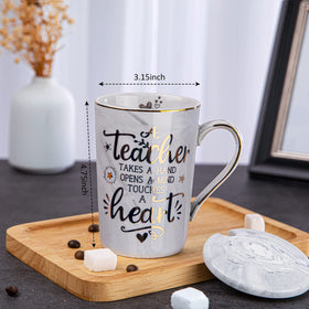 ALBISS 14oz grey mug with gold print, ideal for teacher gifts