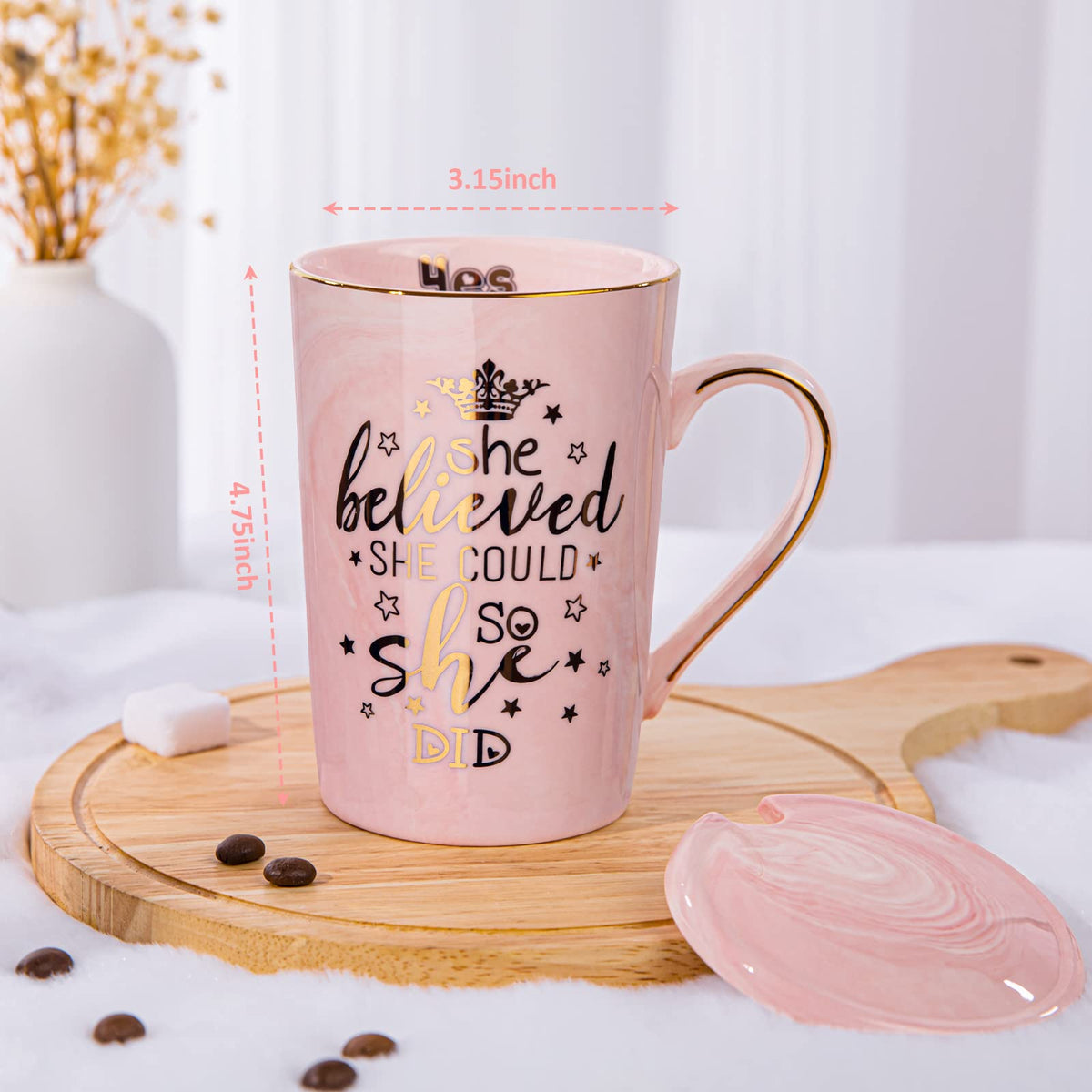 ALBISS close-up shows gold powder print on pink ceramic