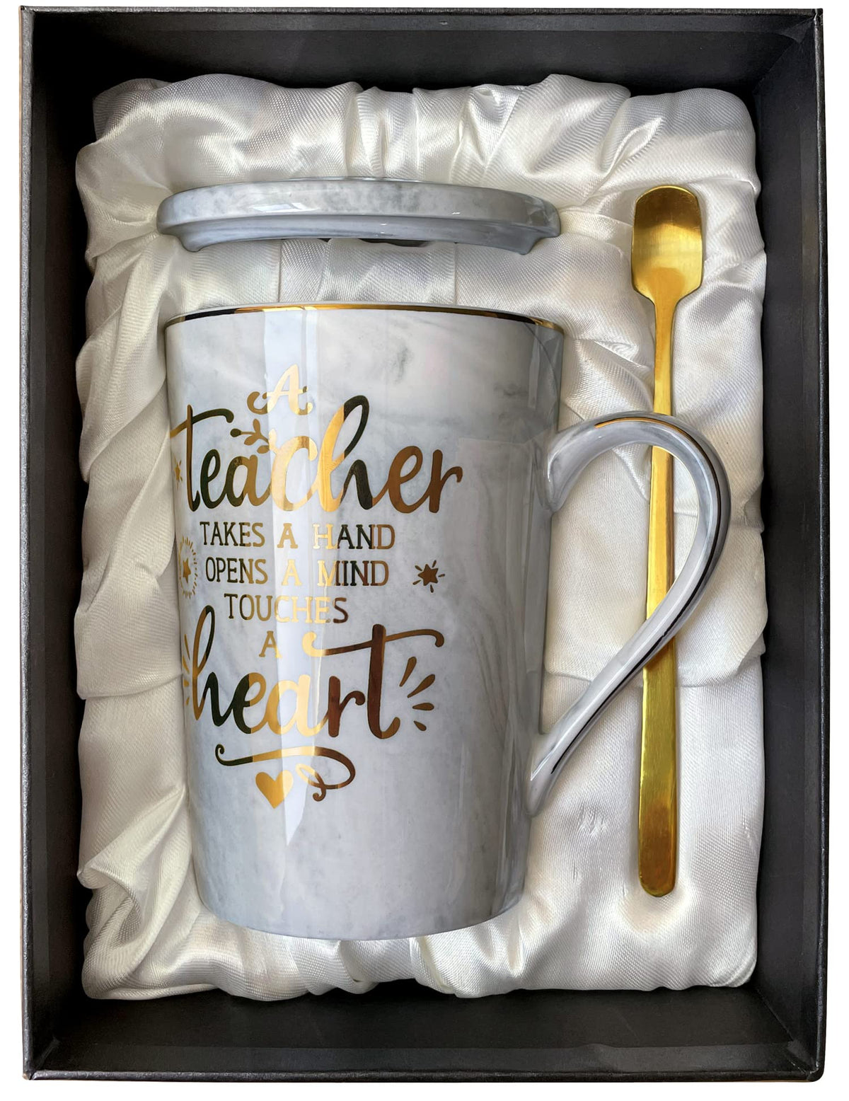 ALBISS teacher appreciation mug with hand-mind-heart design for mentors