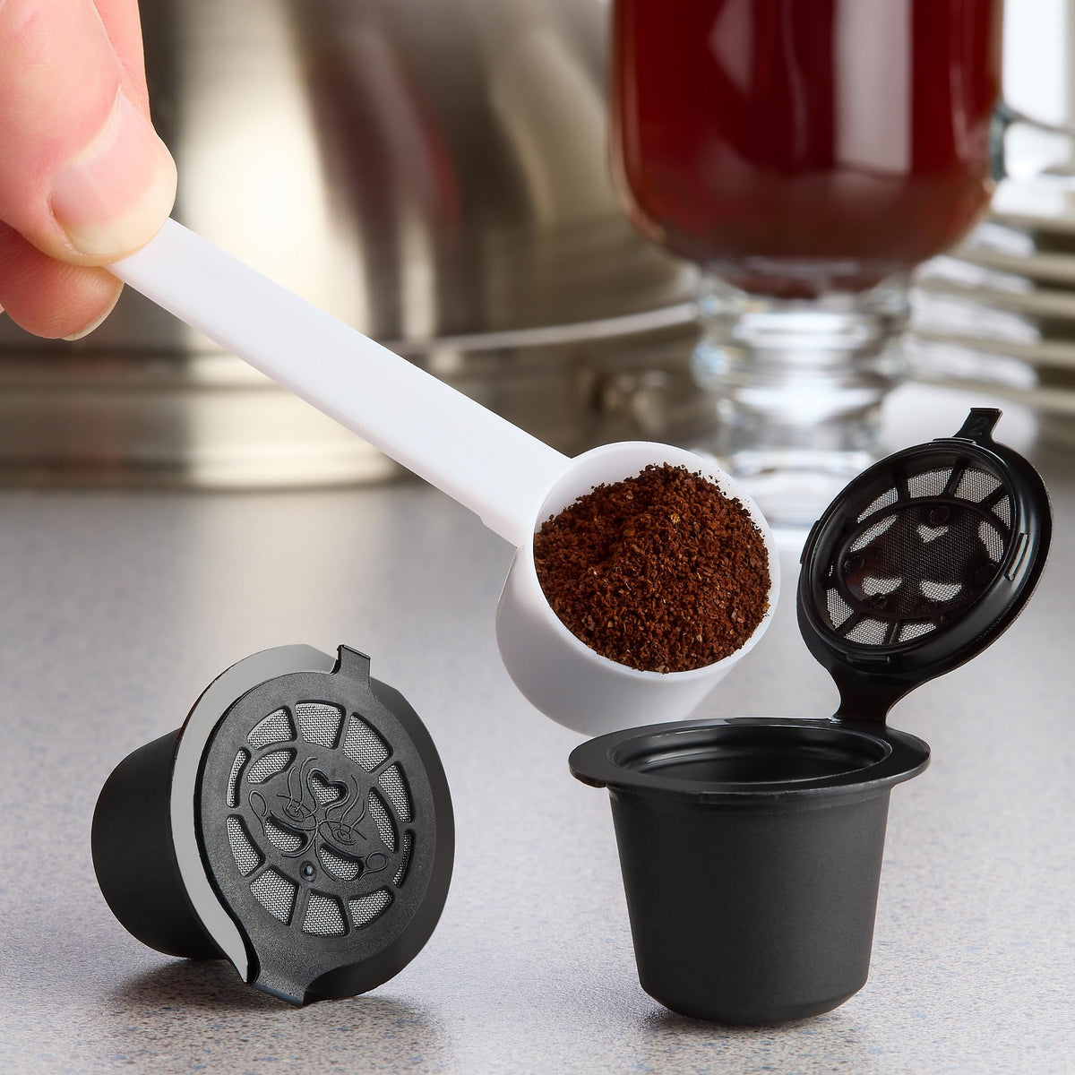 Alchemy Bar Goods stainless steel mesh filter ensures durable reuse.