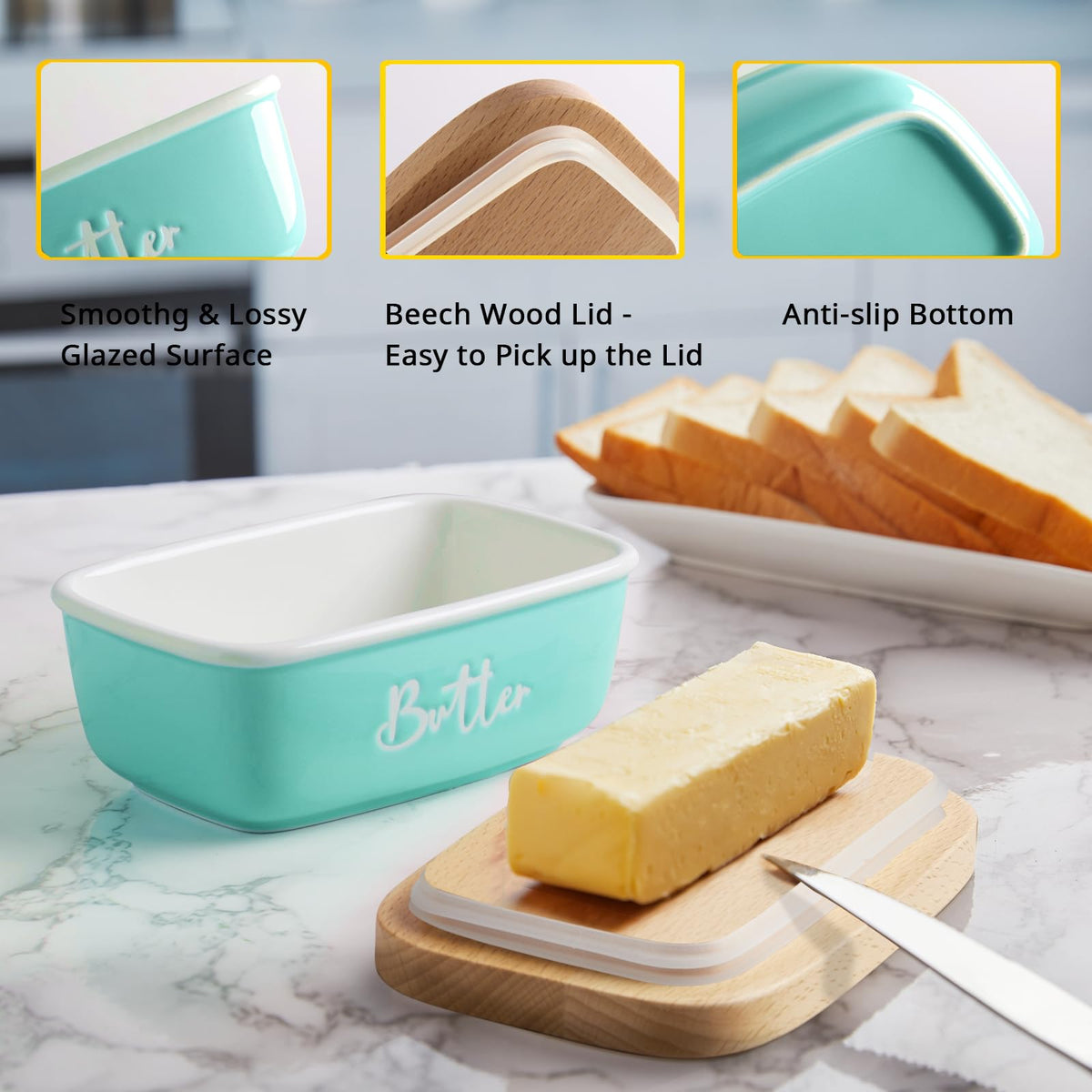 ALELION butter dish displayed on countertop for everyday use