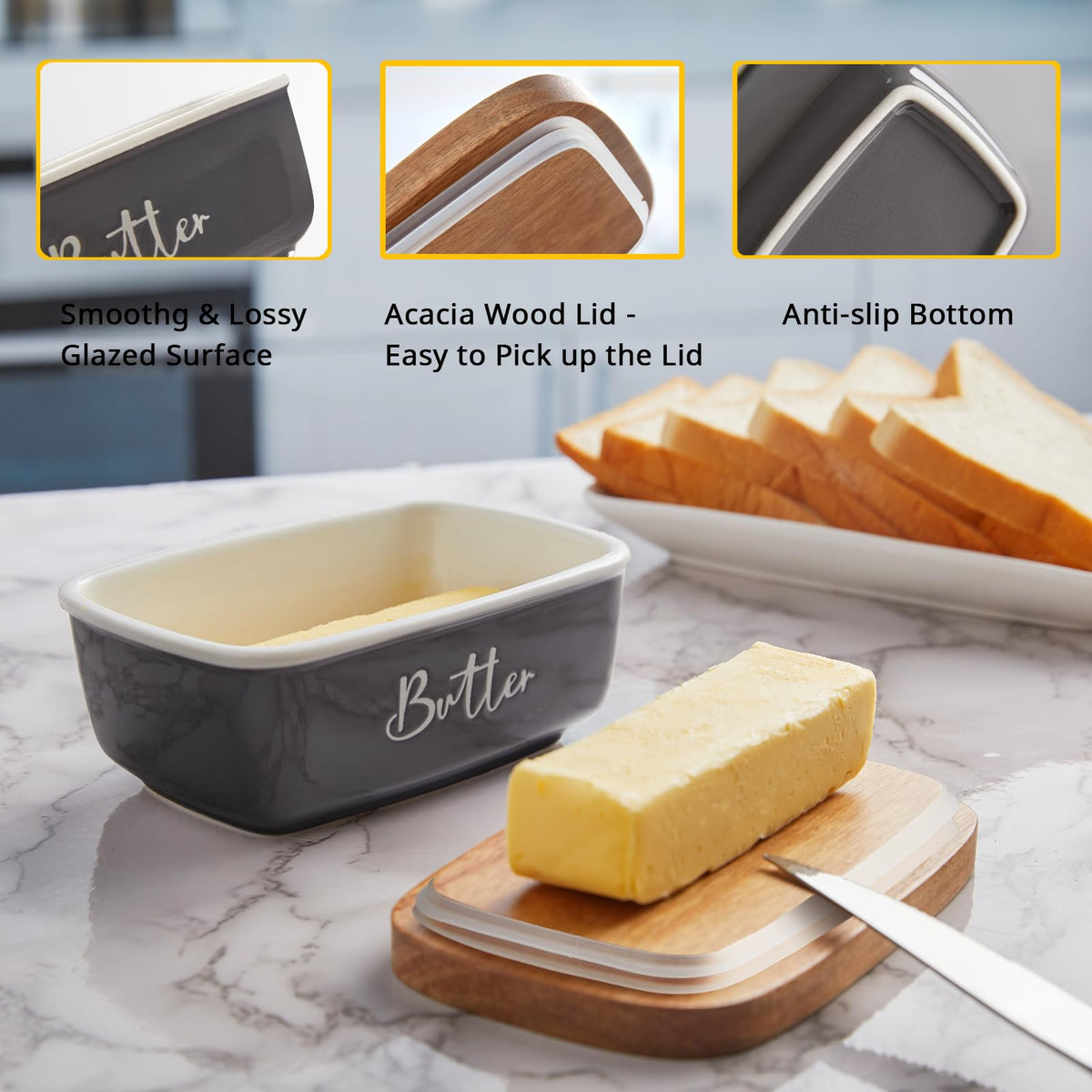 ALELION acacia lid close-up shows natural wood grain and sturdy fit