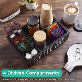 Alelion coffee bar decor wood adds rustic charm while keeping essentials within reach.