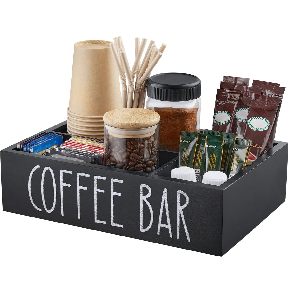 ALELION coffee station organizer in wood finish keeps pods neatly organized on your counter.