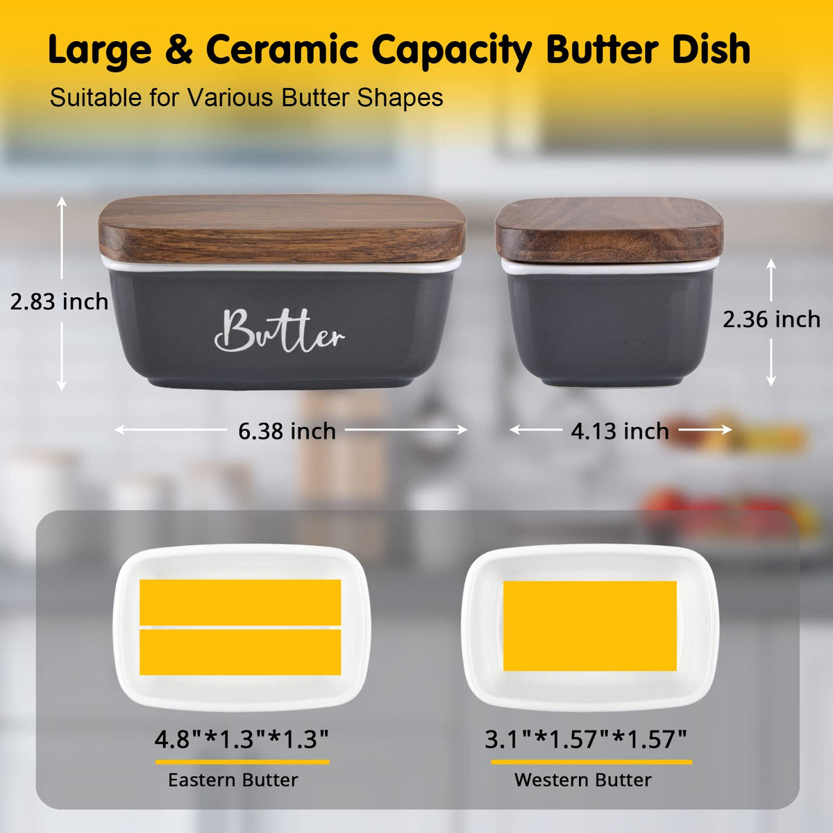 ALELION butter dish on countertop with ceramic base and lid