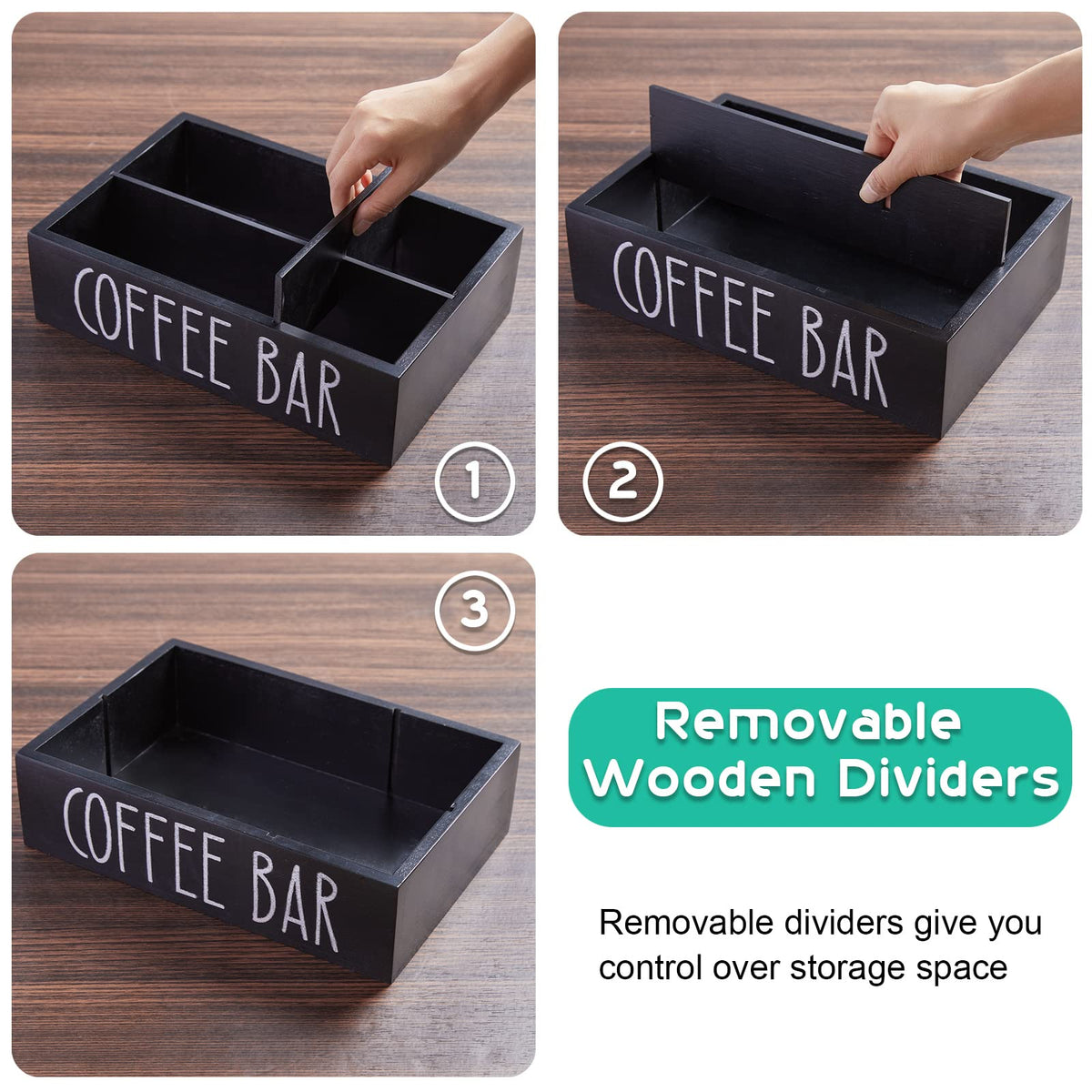 Alelion multi-purpose coffee station shelf fits syrups, cups, and napkins neatly.