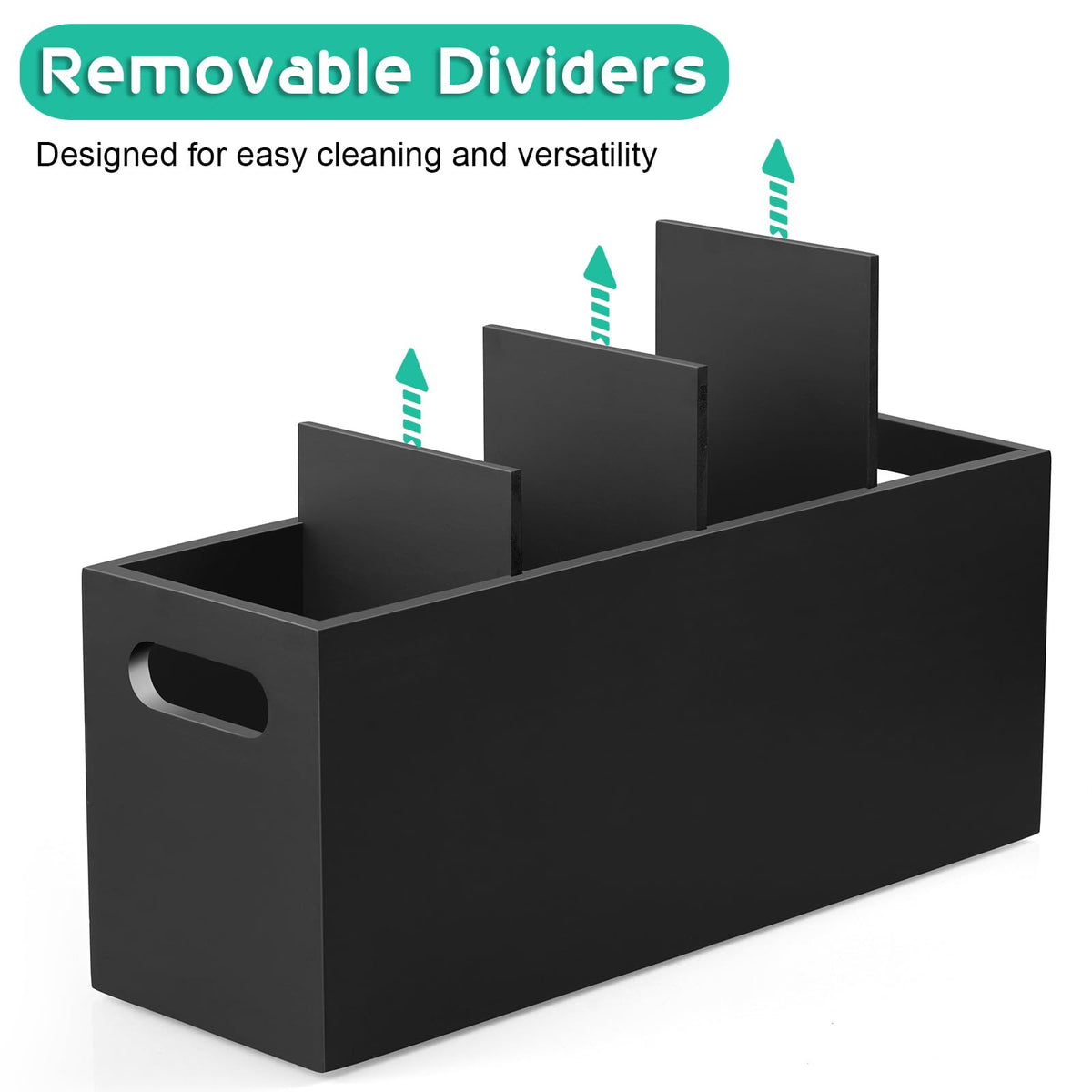 ALELION wooden 4-compartment caddy keeps utensils neatly separated