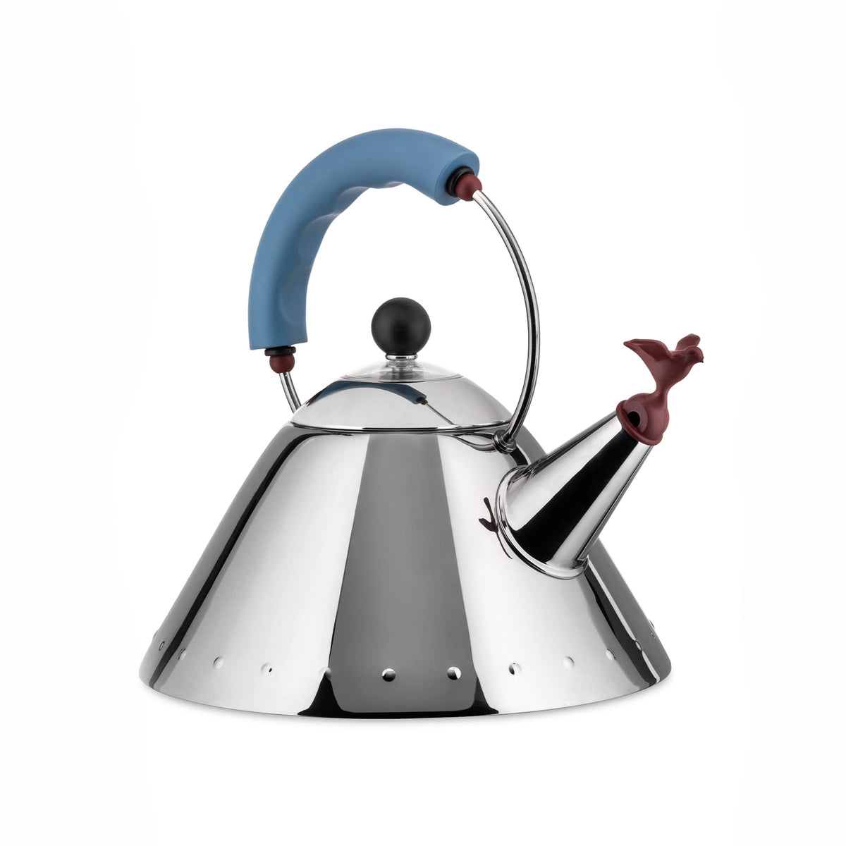 Alessi 9093 stainless steel body close-up showing mirror finish.