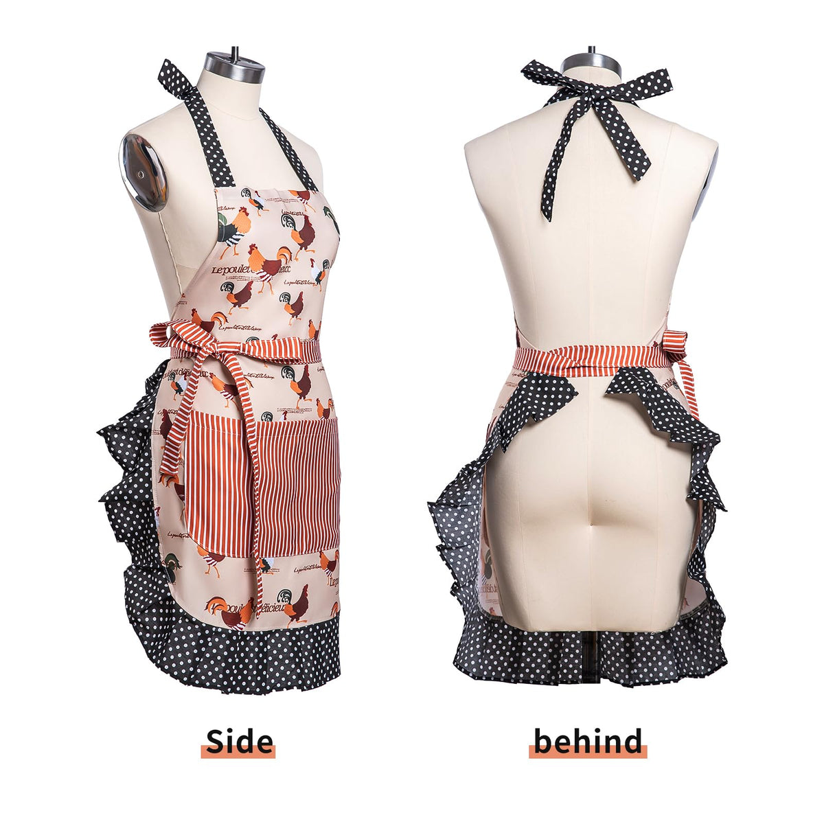 Alex Virtue Lovely Flower Pattern Apron back view with adjustable long straps for a comfortable fit