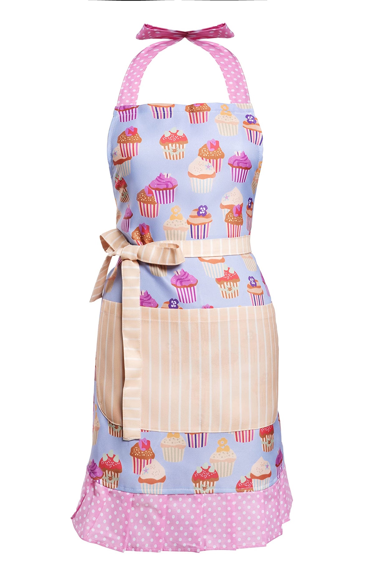 Alex Virtue Lovely Flower Pattern Apron front view with practical pockets for kitchen prep