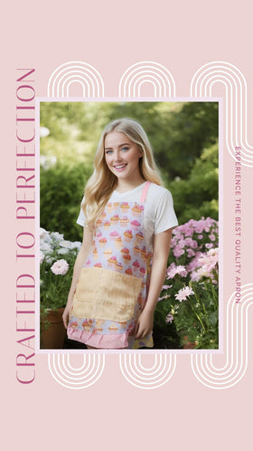 Alex Virtue Lovely Flower Pattern Apron long straps for comfortable, adjustable fit