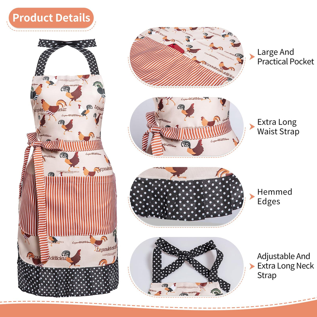 Alex Virtue Lovely Flower Pattern Apron close-up of durable cotton blend and print