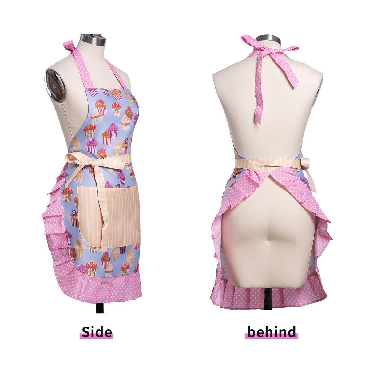Alex Virtue Lovely Flower Pattern Apron pocket detail showing roomy compartments