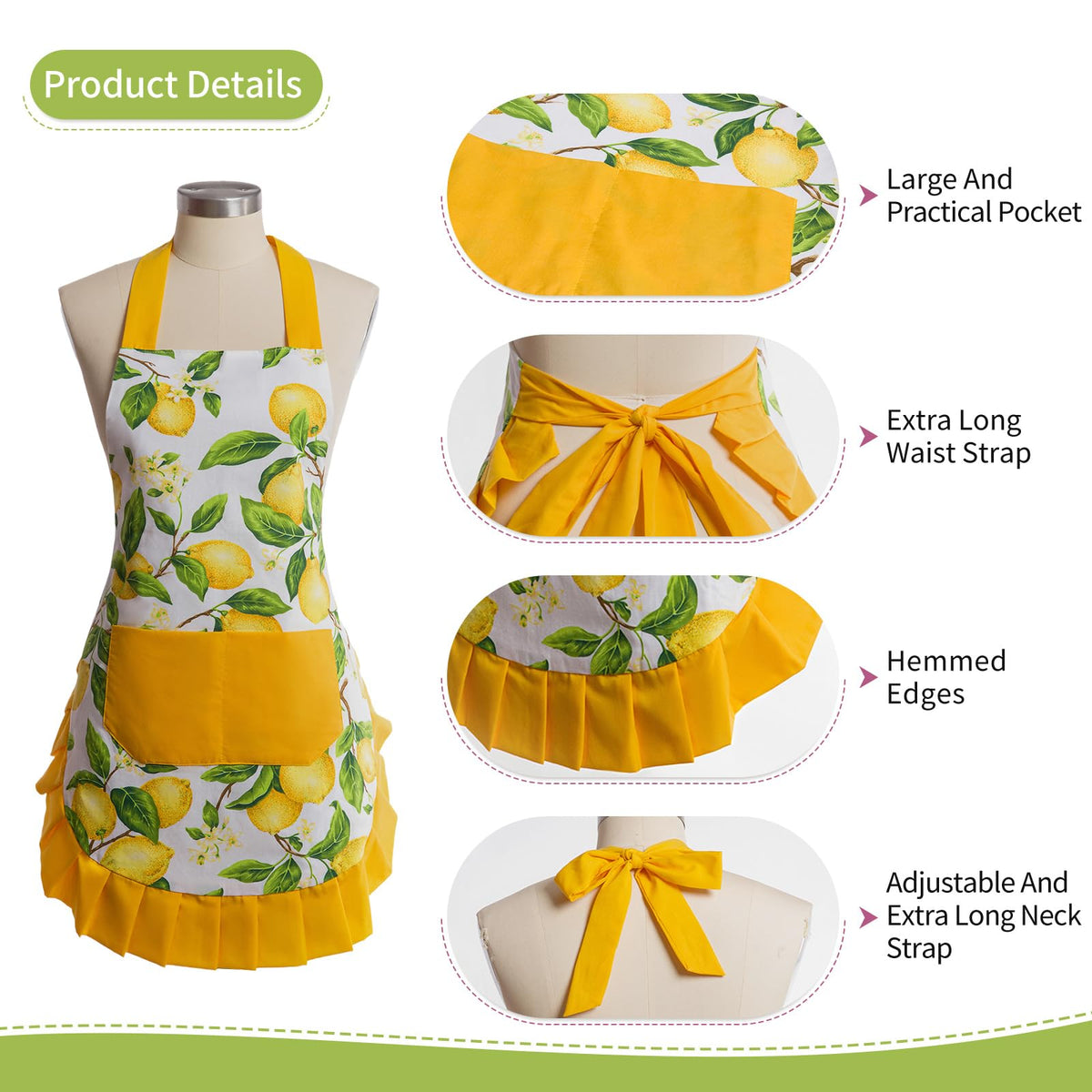 Alex Virtue Vintage Floral Apron detailed stitching and vintage print close-up