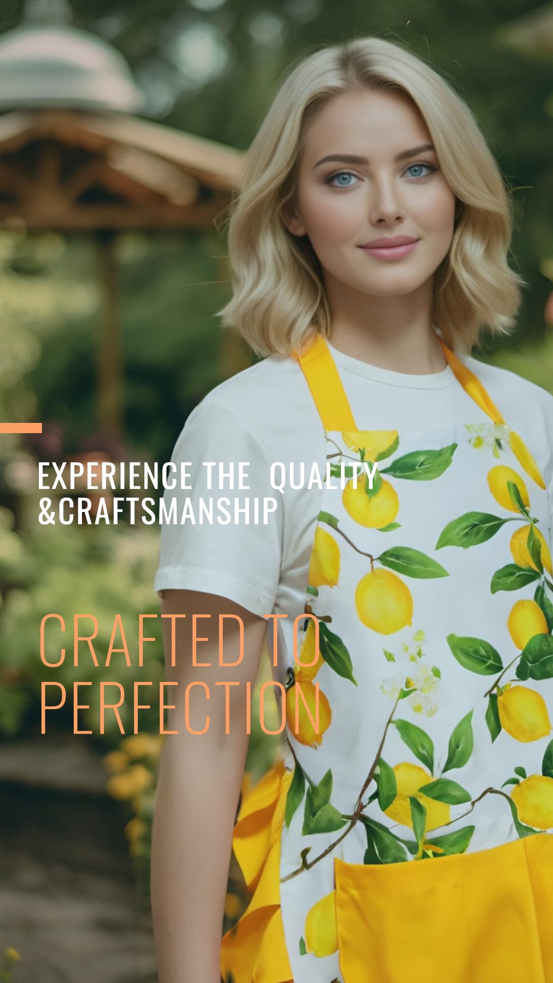 Alex Virtue Vintage Floral Apron in gardening setup for outdoor prep