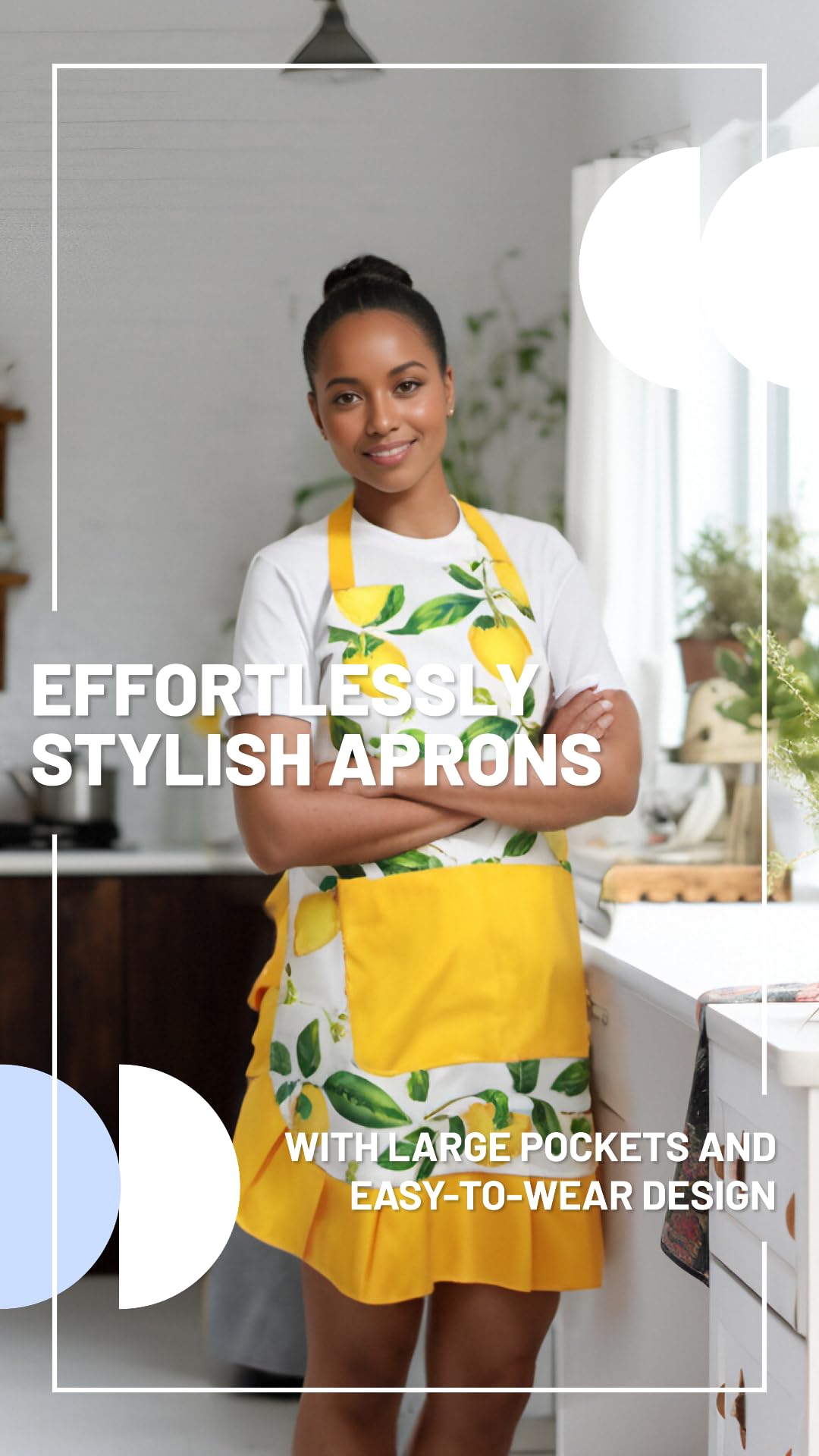 Alex Virtue Vintage Floral Apron model wearing for versatile kitchen use