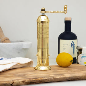 Alexander Home Greek Pepper Mill crank handle inside for easy on-site assembly.