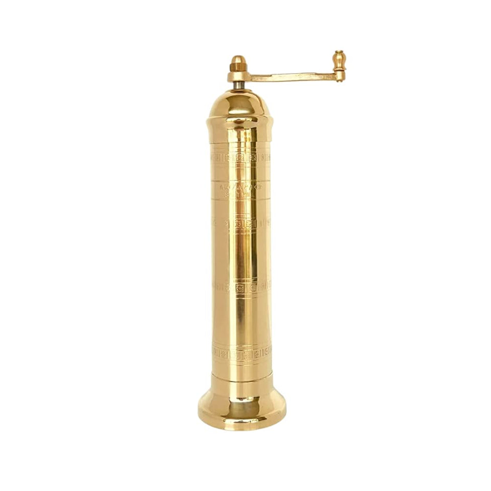 Alexander Home The Original European Mill brass 9-inch salt grinder close-up showing refined finish