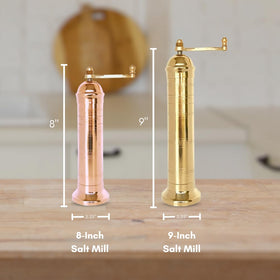 Alexander Home brass mill shows natural patina developing over time
