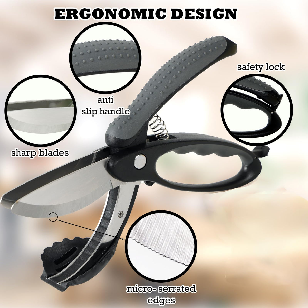 ALEXPHY dishwasher-safe salad scissors enable quick, easy cleanup.