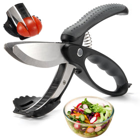 ALEXPHY double-blade salad scissors with micro-serrated blades for precise chopping.
