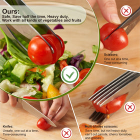 ALEXPHY Scissors shown chopping greens directly in a salad bowl.