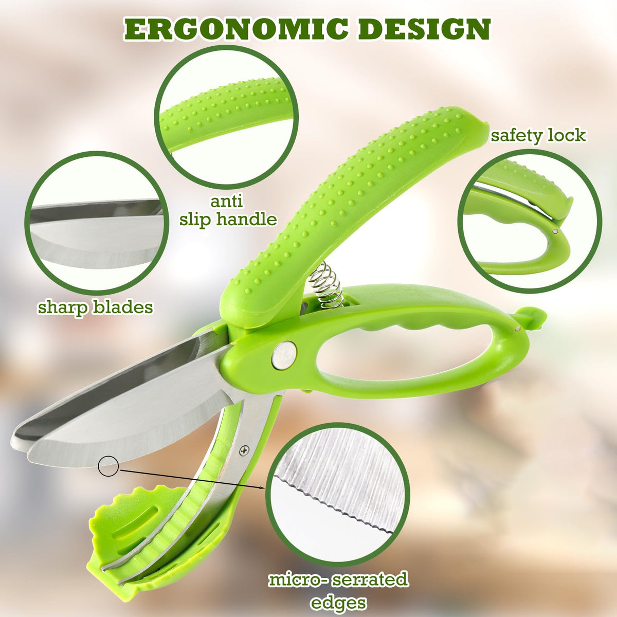 ALEXPHY Salad Scissors are dishwasher safe and rust resistant for daily use.