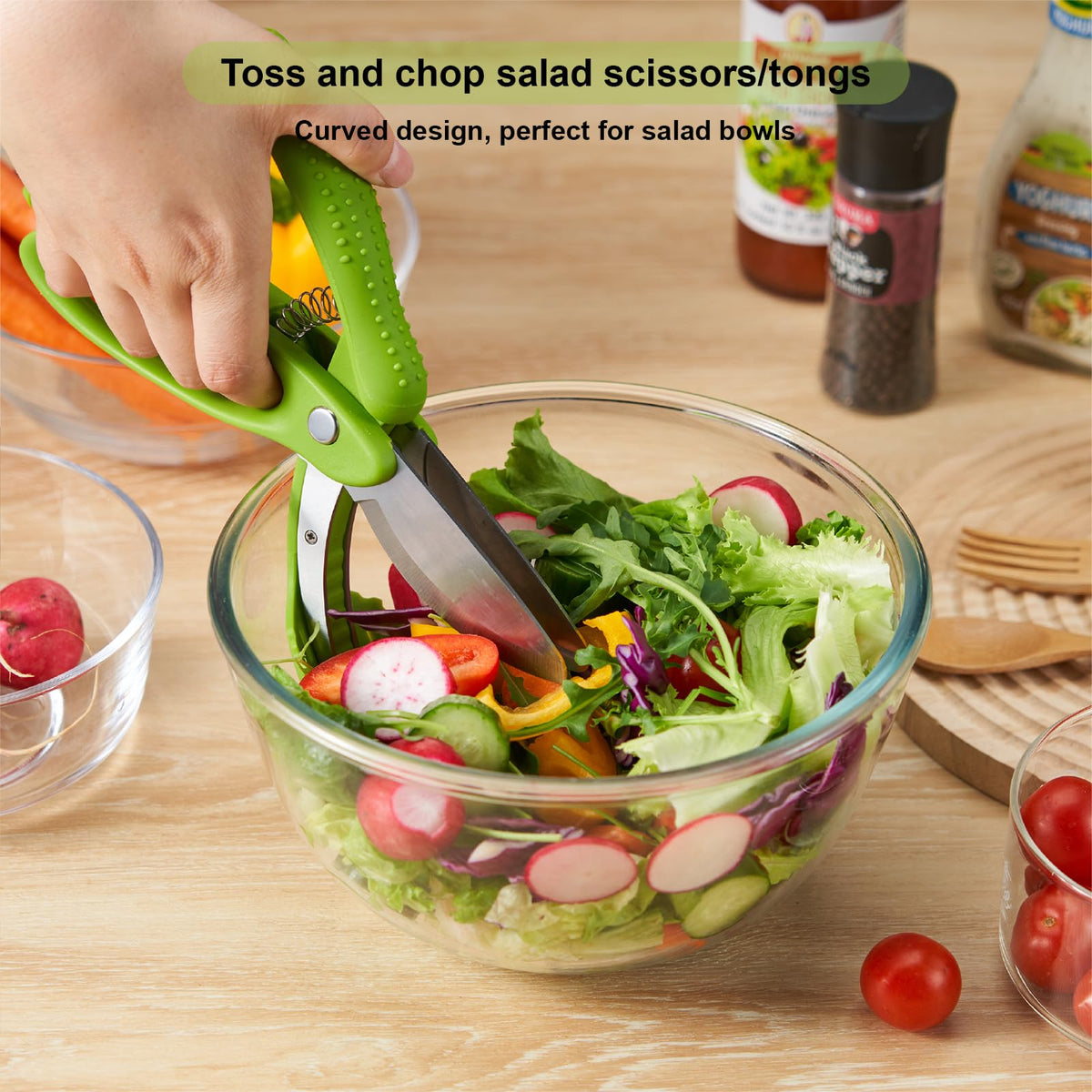 ALEXPHY Salad Scissors feature ergonomic handle for better control while chopping.