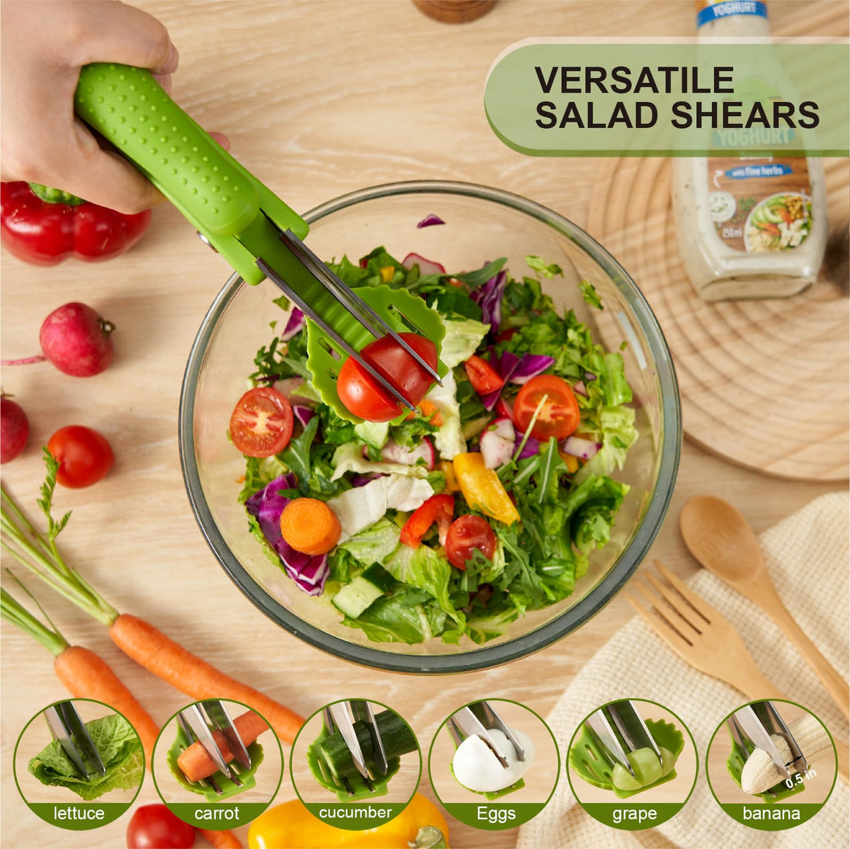 ALEXPHY Scissors highlight micro-serrated blades for clean cuts through greens.