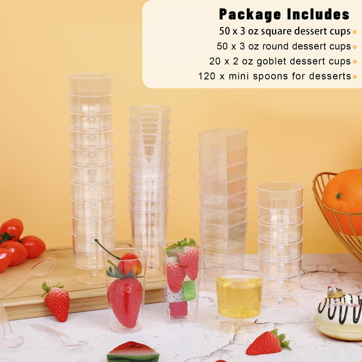ALEXPRE goblet style dessert cups in goblet shape for bite-size treats.