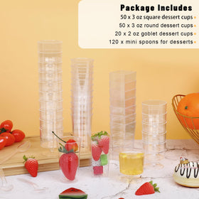 ALEXPRE goblet style dessert cups in goblet shape for bite-size treats.