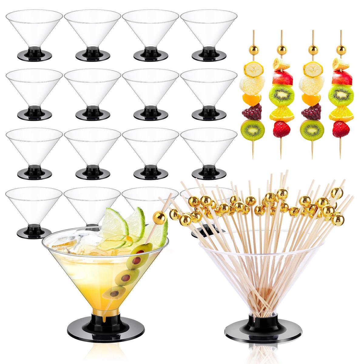 ALEXPRE 60pcs plastic martini glasses for elegant, breakage-free party service