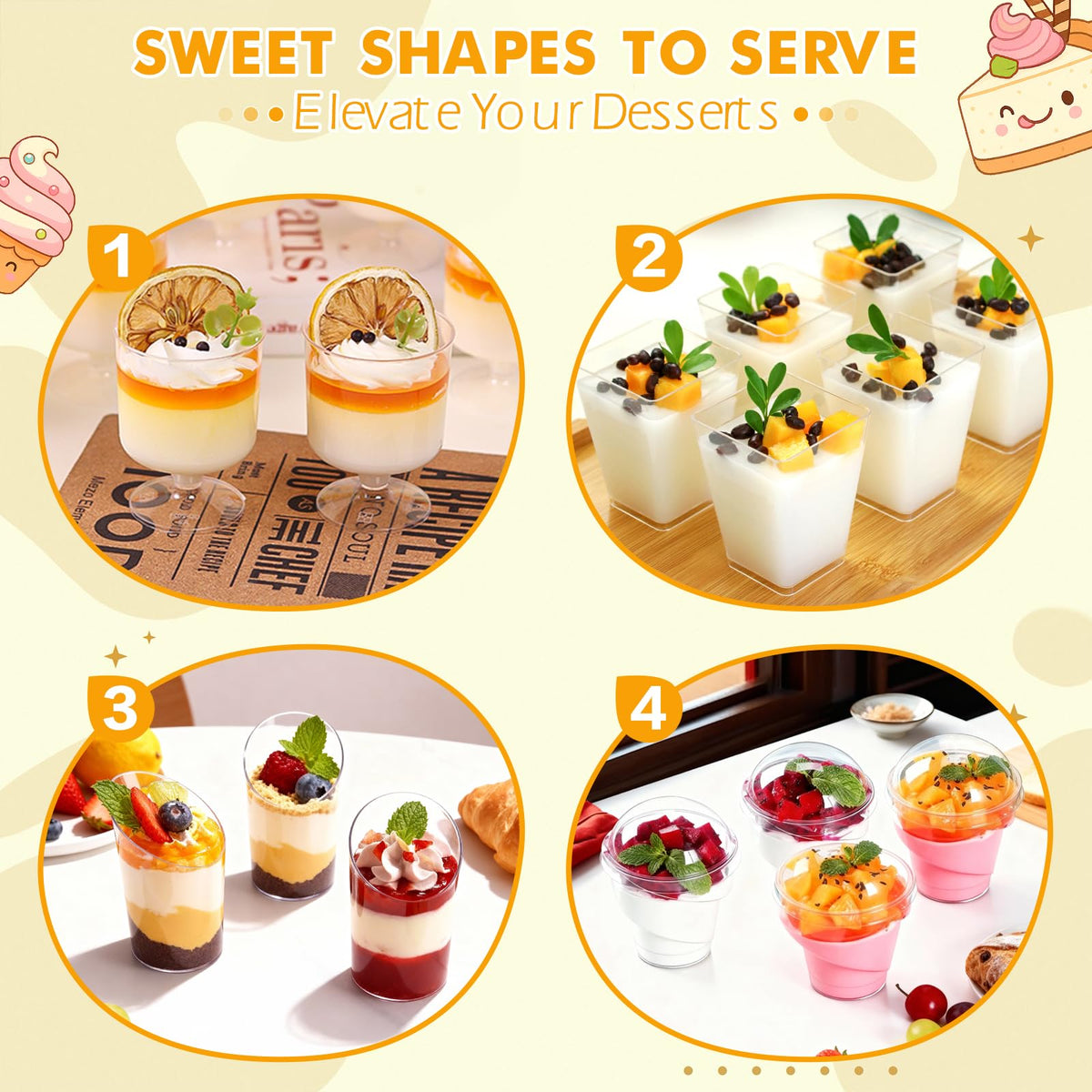 ALEXPRE angled mini cups for easy dipping and serving.