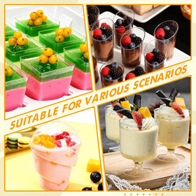 ALEXPRE goblet cups without lids elevate fruit salads.