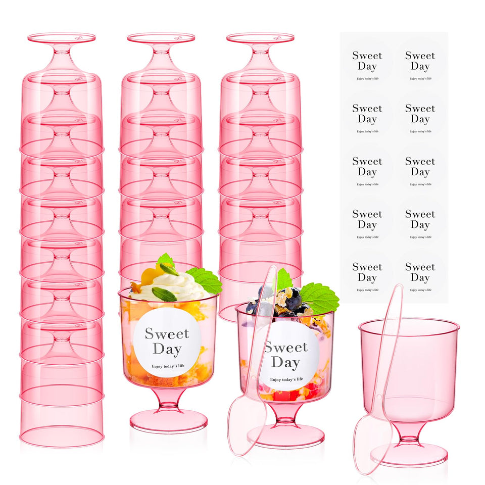 ALEXPRE pink dessert cups 5oz showcasing vibrant layers for elegant presentations