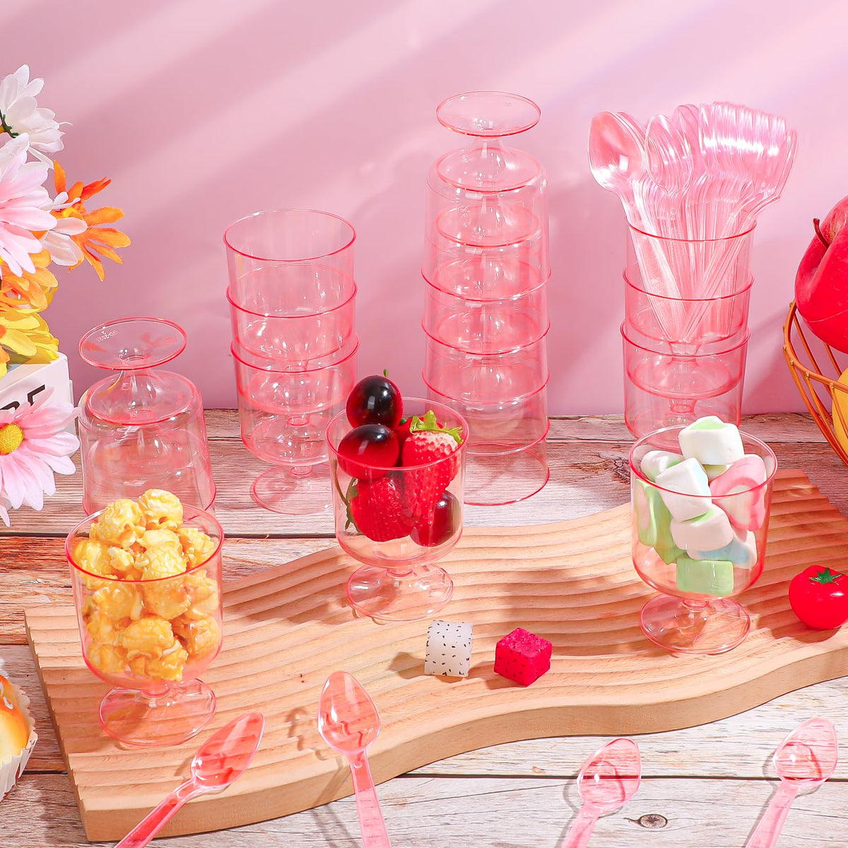 ALEXPRE pink dessert spoons 5oz provide easy portioning and serving