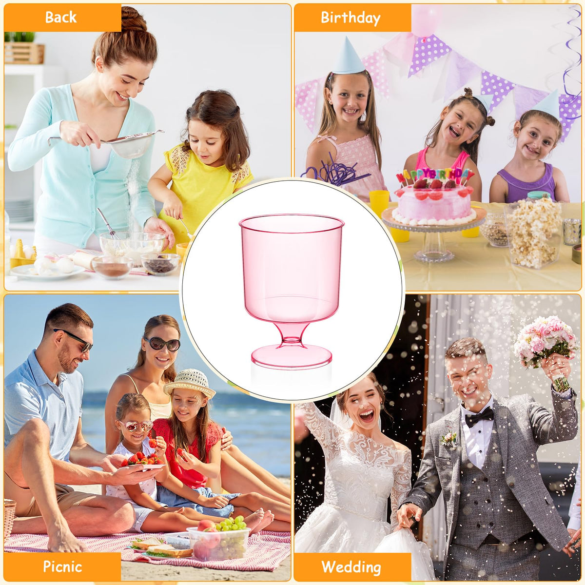 ALEXPRE 5oz cups measure 3.34in tall and 2.56in wide