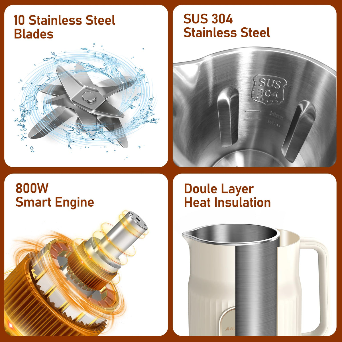AlfaBot N2 SUS304 stainless steel inner bowl for durability