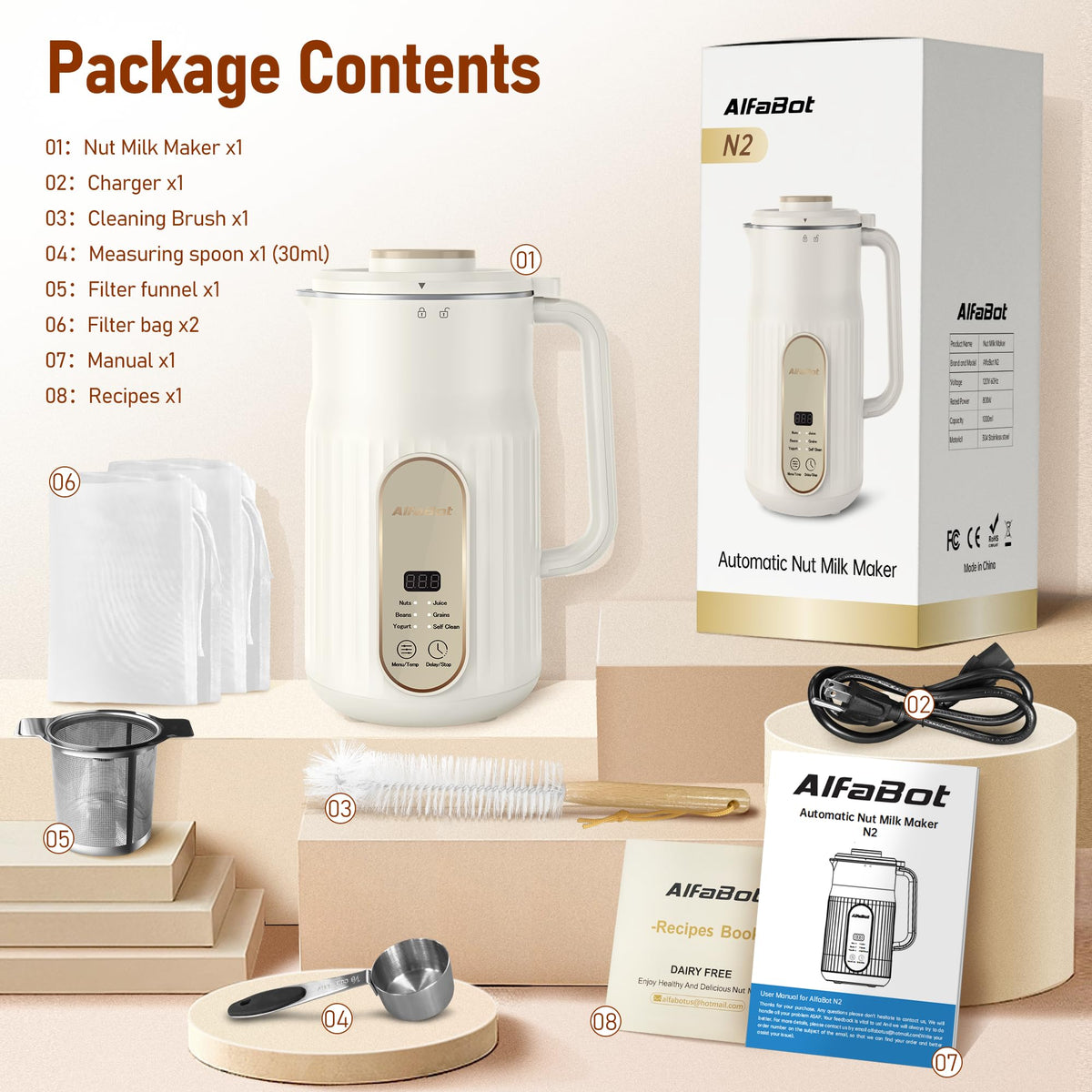 AlfaBot N2 five modes: nut, beans, yogurt, juice, grains