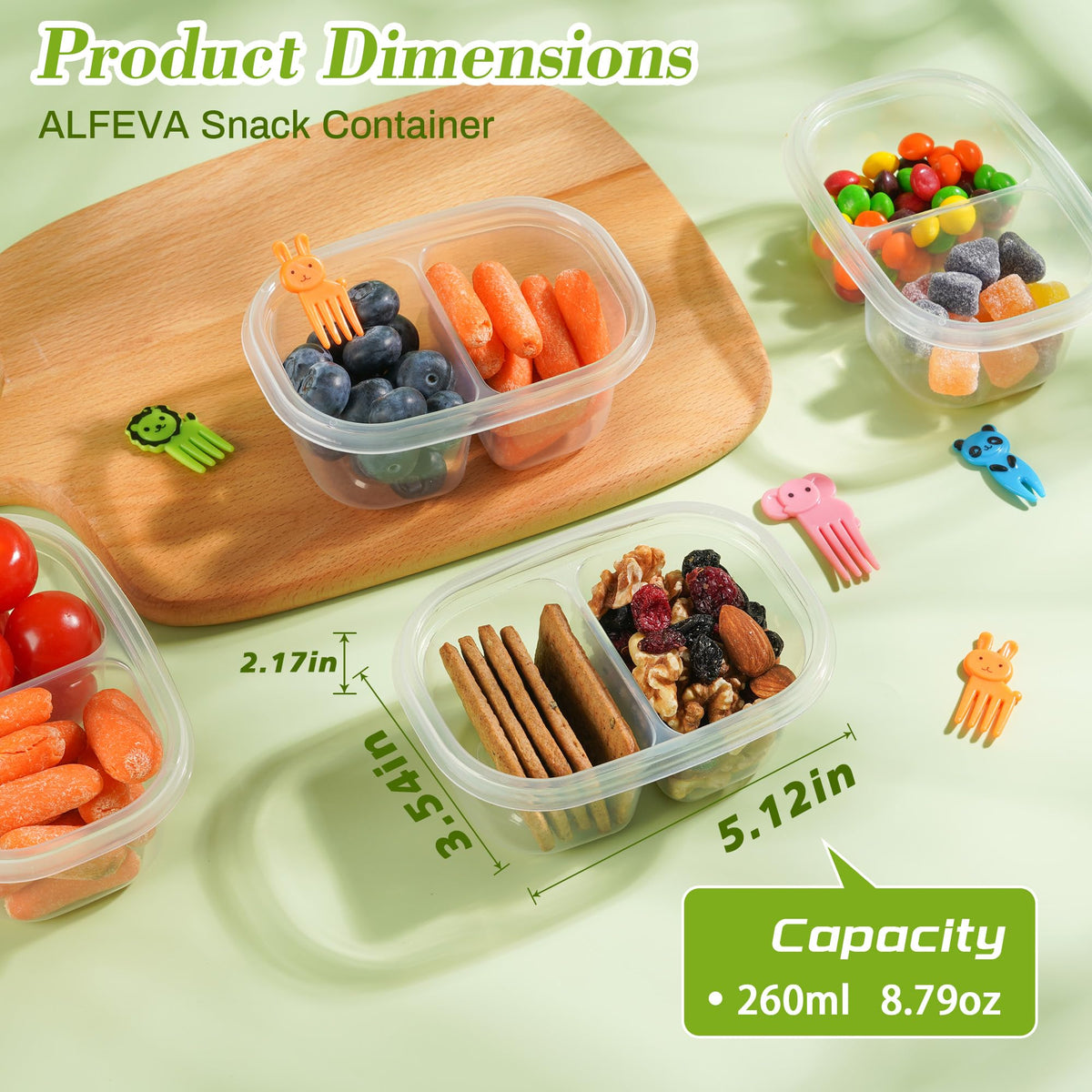 ALFEVA stackable containers saving fridge and bag space.