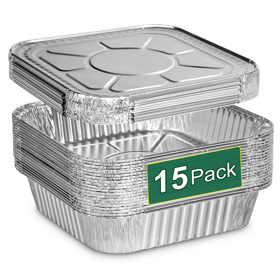 Alfolic 8x8 inch pans with lids, durable and stackable for easy storage and heating