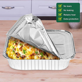 Alfolic stackable foil pans with lids reduce countertop clutter