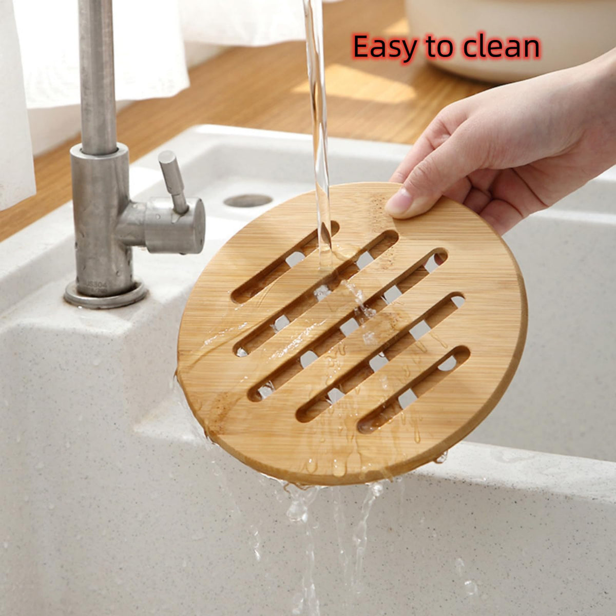 Alfto trivet bamboo texture closeup shows natural durability.