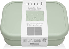 Ali+Oli silicone bento box in pine color shows compact lunch storage for on-the-go meals