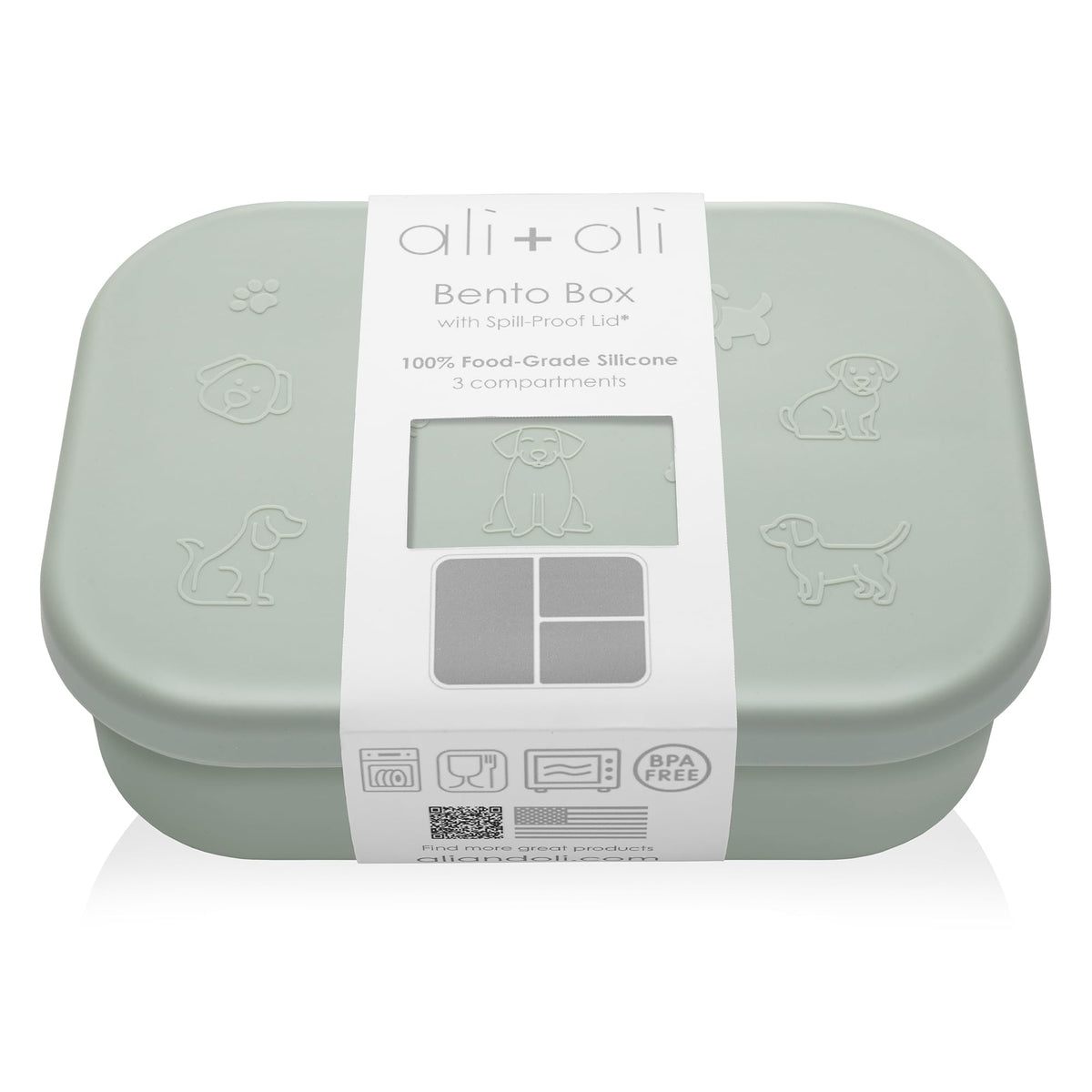 Ali+Oli silicone bento box puppy compact for meals on the go.
