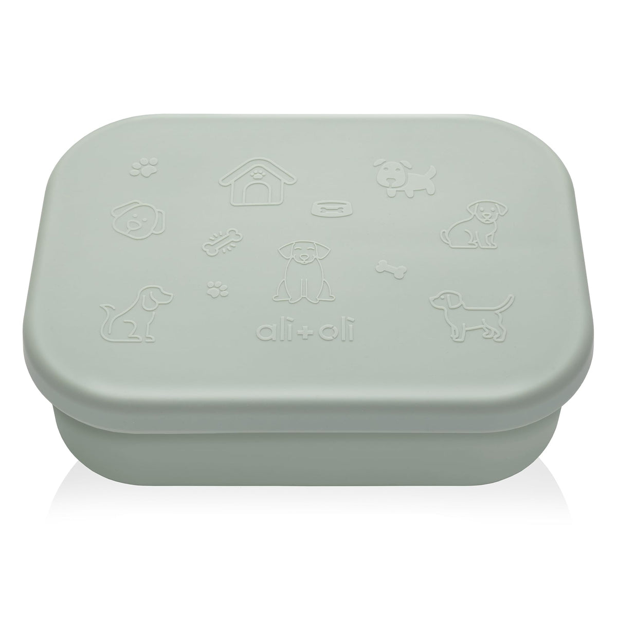 Ali+Oli silicone bento box puppy three compartments for portion control.