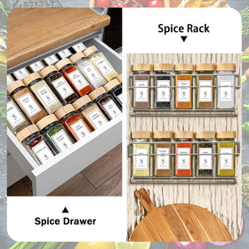 Aliggbent labels and accessories help categorize herbs and spices efficiently.