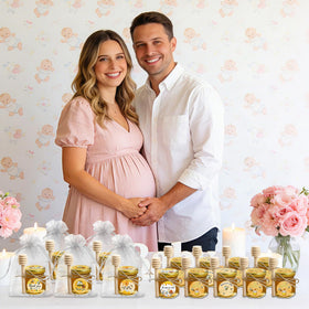 Aliggbent clear jar shows golden honey, premium look